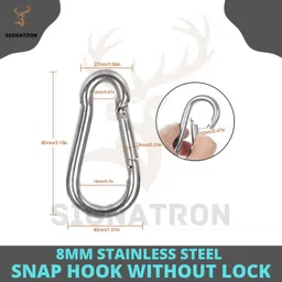SIGNATRON Stainless Steel Spring Snap Hook Carabiner/Hook Swing Connector/Heavy Duty Multipurpose (Silver) - Pack of 8 image 3