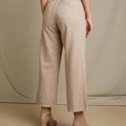 amazon brand - symbol Regular Women's High Rise Cropped Length Denim Culottes image 2