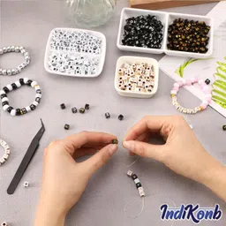 INDIKONB Alphabet Beads Royal Theme | Multicolor Cube Square Letter Beads for Jewellery, Bracelet Making, Art & Craft | Name Beads for DIY Personalization image 3