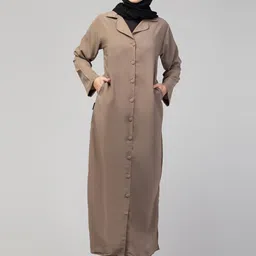 nazneen Front open Coat Collar Self Fabric Button Coat style Abaya/Burqa/Naqab image 4