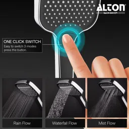 ALTON SHR20155 SS-304 Grade Acrylonitrile Butadiene Styrene 3-Function Hand Shower with Flexible Hose Pipe and Wall Hook (Chrome, 1.5 Meter) image 2