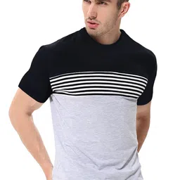 fanideaz Mens Cotton Half Sleeve Striped Round Neck T Shirt image 3