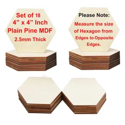 venuscribe (Set of 18) 4 Inch Hexagon MDF Boards for Art and Craft, 2.5mm Thick - Ideal for Painting, Decoupage, Pyrography, Engraving, Coaster Making, Fridge Decoration, Resin, Mandala and Lippan Art image 1