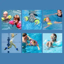 ujeavette UJEAVETTE® Swim Aquatic Cuffs Eva Foam Swimming Arm Band Armlet Swim Training Equipment Green with Buckle image 4