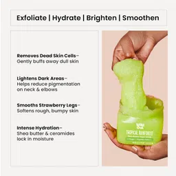 wild oak WildOak Tropical Rainforest Shea Sugar Body Scrub | 300gm | With Collagen & Peptides | Tan Removal | Lightens Dark Area Like Neck & Elbows | Smoothen Bumpy Legs & Hands | Hydrating & Exfoliating Scrub image 3