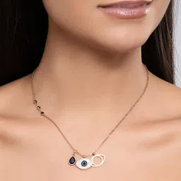 salty Anti-Tarnish Mother's Day Gift Box | Evil Eye Necklace And Mini Flower Bouquet Set | Gifts for Women & Girls | Fashion Accessories | Woman's Jewelry image 3