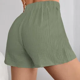 glasgo Soft, Comfortable, Loose fit Shorts || 100% Muslin Cotton ||Draw String Plain Nightwear for Girls and Women image 4