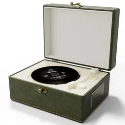 wrong colors Vintage Style CD Player with Bluetooth, Leather Case, Green image 1