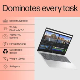 HP 15, 13th Gen Intel Core i5-1334U Laptop (16GB DDR4,1TB SSD) Anti-Glare, Micro-Edge,15.6''/39.6cm, FHD, Win11, M365 Basic(1yr),Office Home24, Silver,1.59kg, Iris Xe, FHD Camera w/Shutter, FD0552TU image 4
