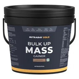 Nutrabay Gold Bulk Up Mass Gainer Powder - 5kg, Chocolate | 30g Protein, 104g Carbs, 554 Calories | Easy to Digest | 100% Veg Muscle Building & Weight Gainer Supplement for Men & Women image 1
