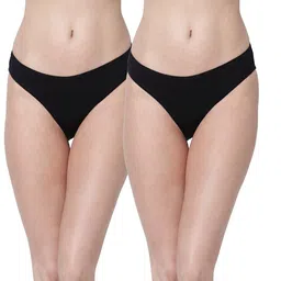 glus Women Cotton Bikini Cut Mid Waist Full Coverage Panties Pack of 2 image 1