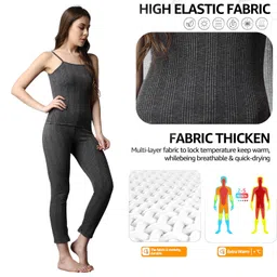 ff Premium Women's Thermal Warmer Spaghetti & Pyjama Set, Ultra Soft Winter Inner Wear Upper and Lower Thermal Set image 3