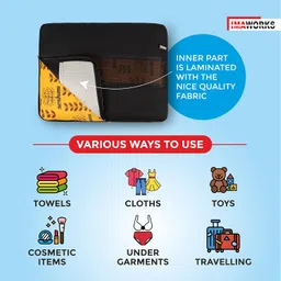 IMAWORKS 4 Set Travel Organizer Pouch Packing Cubes Luggage Organiser Set Clothes Space Savers Bags (2 Large, 1 Medium and 1 Small Cube) Black, Laminated Fabric image 4
