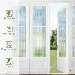 CREON Fluted Window Privacy Glass Film Reeded Window Film,Office Home Privacy 3D Fluted Frosted Sticker (40X243/Cm, Fluted Frosted Film) image 3