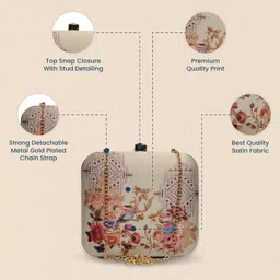 artklim Floral Printed Clutch Bag For Women With Detachable Chain Strap image 2