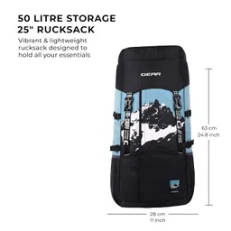 gear Alphamount 2 25"/50L Extra Large Water Resistant 4 Compartment Rucksack/Travel Bag/For Unisex(Navy Blue-Mint) image 3