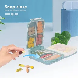 Wrixty Daily Pill Organizer, Weekly Pill Box, Portable Pill Dispenser, Large Travel Pill Case for Vitamin, Medicine, Supplements Flip Design 8 Compartments (Multi Colors) image 4