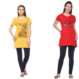 in love Women's Longline Side Pockets Side Slits Sleepwear Tshirts Combo (Pack of 2) (2CMTLPA7705A6_XL) image 5