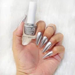 Indie Nails Nail Polish Silver Sonic - Metallic Silver Chrome Finish Long-Lasting, High-Shine Finish | Chip-Resistant & Quick-Drying Formula | Vegan & 12-Free Nail Paint For Women Professional-Quality Manicure 5ml image 5