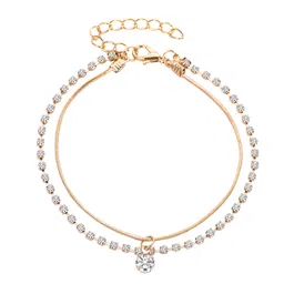 peora Cubic Zirconia Studded Anklet Stylish Payal Fashion Jewellery Gift for Girls & Women image 1