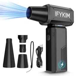 ifykim Compressed Air Duster, 210000RPM Electric Mini Jet Turbo Blower, Sliding Stepless Speed, Rechargeable, Portable, for Cleaning Computer Keyboard PC, Jet Fan for Car and Home - Black image 1