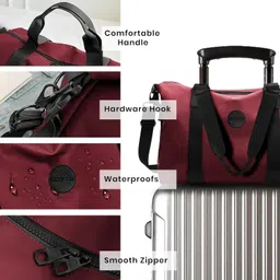 storite Nylon 35 cm Luggage Travel Duffle Bag for Women, Sports Shoulder Bag with Wet Pocket Weekender Overnight Luggage Bag, Trendy and Stylish - (Red Wine - 42 x 15 x 35 Cm) image 3