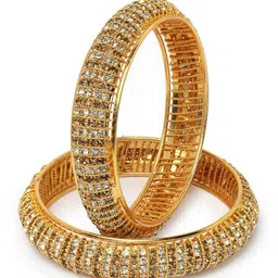 sukkhi Traditional Gold Plated Red And Green Kada Bracelet Bangle Jewellery Set for Women & Girls image 1