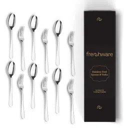 Frenchware Cutlery (Set of 12, Stainless Steel Spoons - 6 and Forks - 6), 100% Food Grade, Non Toxic, Anti-Rust, Dishwasher Safe, Perfect Gifting Set for All Occasions image 2