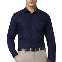 peter england Slim Fit Small Ditsy Printed Full Sleeve Shirt image 1