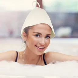 Yardwe 2pcs Original Wool Sauna Hat Russian Felt Bath Hat Vaporarium Hat for Women and Men White image 4