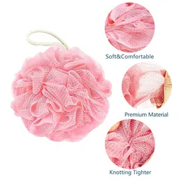 DHANGAR Bath Shower Loofah Sponge Pouf Body Scrubber Exfoliator Body Wash Sponge, Shower Essential Skin Care, Bath Mesh Pouf Shower Ball Body Scrubber for Women & Men, Nice foaming effect, Pack of 1 image 4