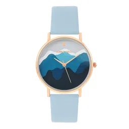 joker & witch Joker and Witch Blue 36mm Printed Dial 18mm Faux Leather Strap Watch for Women image 1