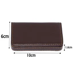 dahsha Pocket Sized Stitched PU Leather Credit Card Holder Visiting Business Card Case Wallet with Magnetic Shut for Men & Women (10 x 6 x 1.6 cm, Coffee Brown) image 2
