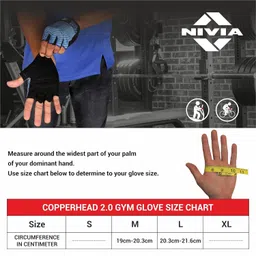 Nivia Copperhead 2.0 Sports Gloves for Men/Weightlifting and Gym/Super Stretchable Comfortable,Perfect for Weight Lifting,Training,Gym Workout,Crossfit,Pull-ups,Bodybuilding, Size-Medium (Blue/Black) image 5