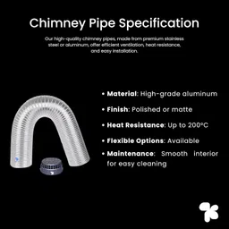 ampereus AMPEREUS® Chimney Pipe 5 Inch 10 Feet with Cowl and Tape | Durable & Heat-Resistant Exhaust Pipe for All Kitchen Chimneys | Suitable For All Brands Of Chimney image 5