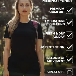 merino.tech Merino Wool T Shirt Women - 100% Merino Wool Base Layer Women Short Sleeve Tee + Merino Wool Hiking Socks image 4