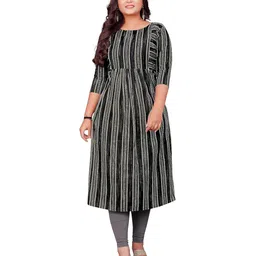 lerkiza Women's Mother Feeding 3/4 Sleeve Boat Neck Anarkali Calf Knee Length M to 3XL Size Cotton Kurti.(1421) image 1
