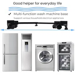 Kuber Industries 2 Pcs Combo of Adjustable Washing Machine Stand with Wheels and 4 Anti Vibration Stopper with Suction Cup | Fridge and Dishwasher Stand | Washing Machine Adjustable Height Footpad image 5