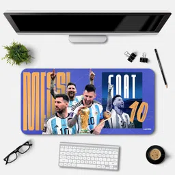 Lamron Messi Argentina World Cup Printed Desk Mat | Deskpad | Mouse Pad | Laptop Mat for Work from Home | Gaming Anime Art Mouse Pad | Computer Table Mat | Deskpad for Office Table (11 x 23 Inch) image 1
