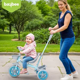 Baybee Beagle Pro Baby Tricycle for Kids, Plug N Play Kids Tricycle with Parental Push Handle, Eva Wheels, Footrest & Baskets | Kid Cycle Trikes | Baby Cycle for Kid 2 to 5 Years (Blue) image 2