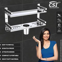 CSI INTERNATIONAL Stainless Steel Multi-use Rack/Bathroom Shelf/Kitchen Shelf/Bathroom Rod/Bathroom Accessories Stainless Steel Wall Shelf image 4