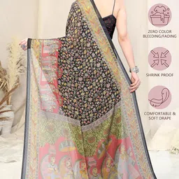 mirchi fashion Women's Designer Chiffon Madhubani Printed Saree with Blouse Piece image 3