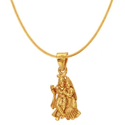 mahi Gold Plated Combo of Two Radha-Krishna & Shiva Unisex God Pendants CO1104596G image 3