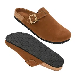 vellinto Comfortable Sphinx Clog ll Suede Clogs Slip-On Mules with Buckle, Comfortable Arch Support, Anti-Skid Sole image 2