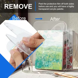 seonhokeen 3pcs Acrylic Paint Palette Clear Art Palette for Adults & Kids, Transparent Non-Stick Oil Paint Palette with Protective Kraft for DIY Craft Art Painting Plate image 3