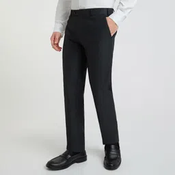 raymond Men's Polyester Blend Solid Pattern Slim Fit Flat Front Formal Trouser image 3