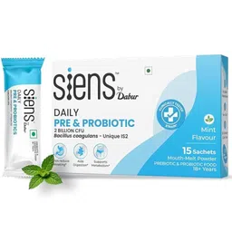 siens by dabur Daily Pre & Probiotics For Gut health - 15 Sachets|Helps in Reducing Bloating & Gas|Enhances Digestive health & Supports Metabolism|Crafted to Reach your Gut Intact,1 count,15 servings image 1
