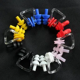 ujeavette UJEAVETTE® 1 Set Silicone Ear Plugs Nose Clip Hearing Protection Waterproof For Adults Yellow image 2