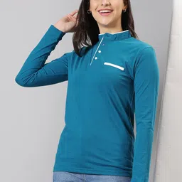 ausk Womens T-Shirt with Henley Neck Full Sleeves image 4