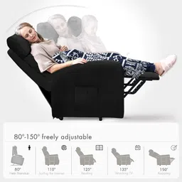 KosmoCare Electric Plush Micro Leather Power Lift Recliner Living Room Chair - Color Black image 3